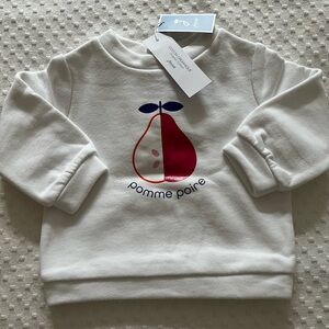 Jacadi White and Red Organic Cotton Baby Sweater